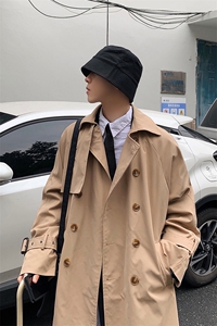 1港风休闲中长款风衣大码M-5XL潮流帅气英伦风男外套7668P90控118图片