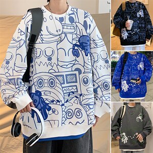长袖t恤男士春秋季宽松潮牌百搭休闲上衣服打底衫圆领内搭卫衣男图片