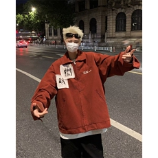 美式复古情侣宽松翻领夹克男士秋季百搭外套男装长袖W9325/P85，男装夹克，星座506