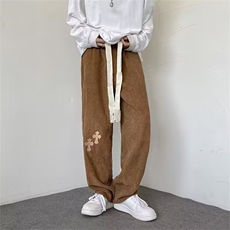 加绒玉米粒休闲裤男2024冬季新款ins宽松长裤K4746-P35-加绒P45，男装休闲裤，星座412-3