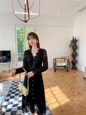 韩版甜美淑女时尚气质高雅甜美蕾丝连衣裙，女装连衣裙，荷塘月色