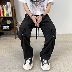 美式高街hiphop冰丝铆钉纽扣冰凉情侣百搭裤K611p55，男装休闲裤，电商D315A