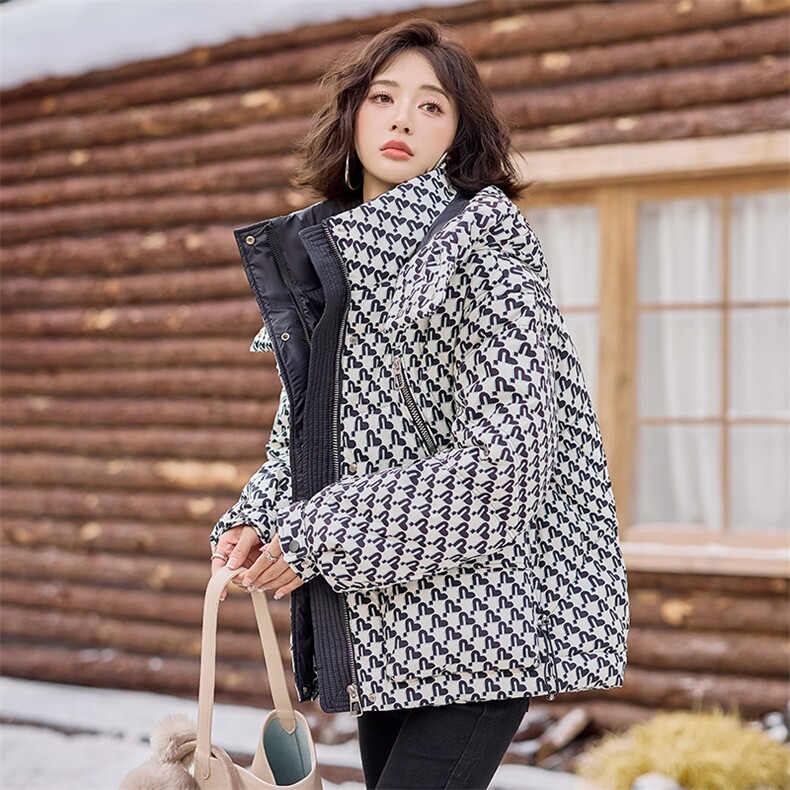 时尚百搭格子棉服宽松显瘦保暖外套冬季必备单品,女装棉衣/棉服,利佳可人
