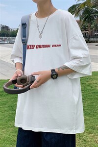 DX17071-P20 纯棉短袖t恤男大码半袖打底衫宽松体恤衫 港风图片