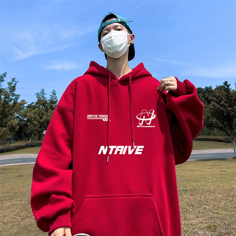 抖音得物供货可提供视频秋冬重磅美式宽松连帽卫衣DL2299,男装卫衣,电商A486