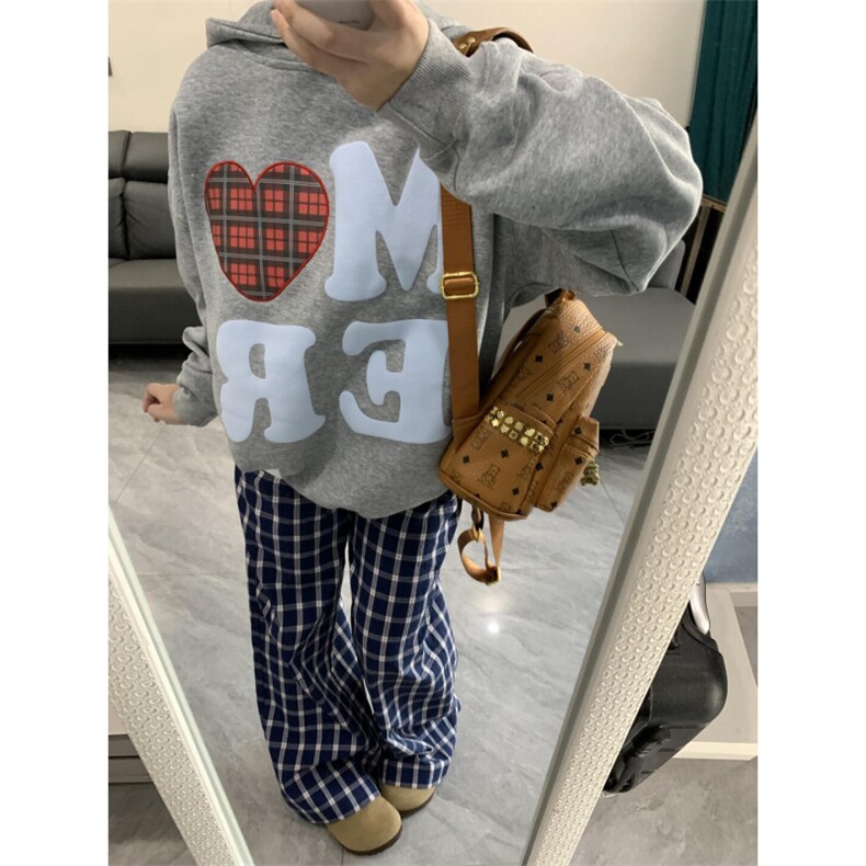 【有货】X814HH-特P50蓝色格子阔腿裤男女美式复古hiphop裤子宽松,男装休闲裤,星座1007（原301D）