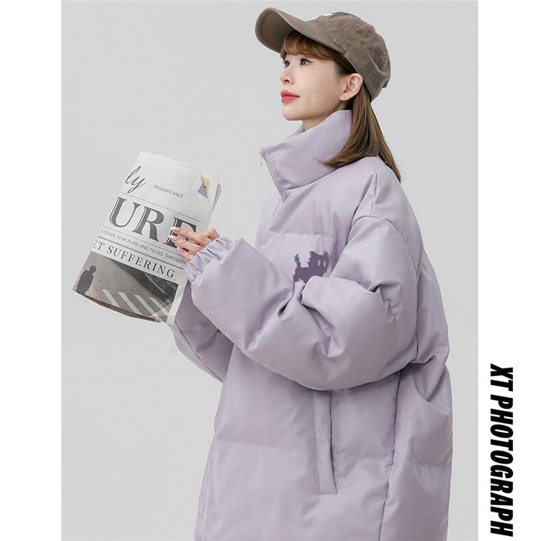 中性风新冬季时尚百搭宽松字母印花PU皮棉服外套MY6454P115控158,男装棉衣,电商A268