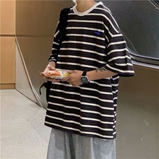 GM0229-P25条纹短袖男t恤ins宽松学生衣服男女港味chic潮流半袖，男装T恤，电商C233