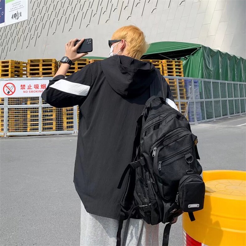 2023春秋季仿亚麻连帽短袖T恤黑男XD87P33,男装T恤,星座1116-2