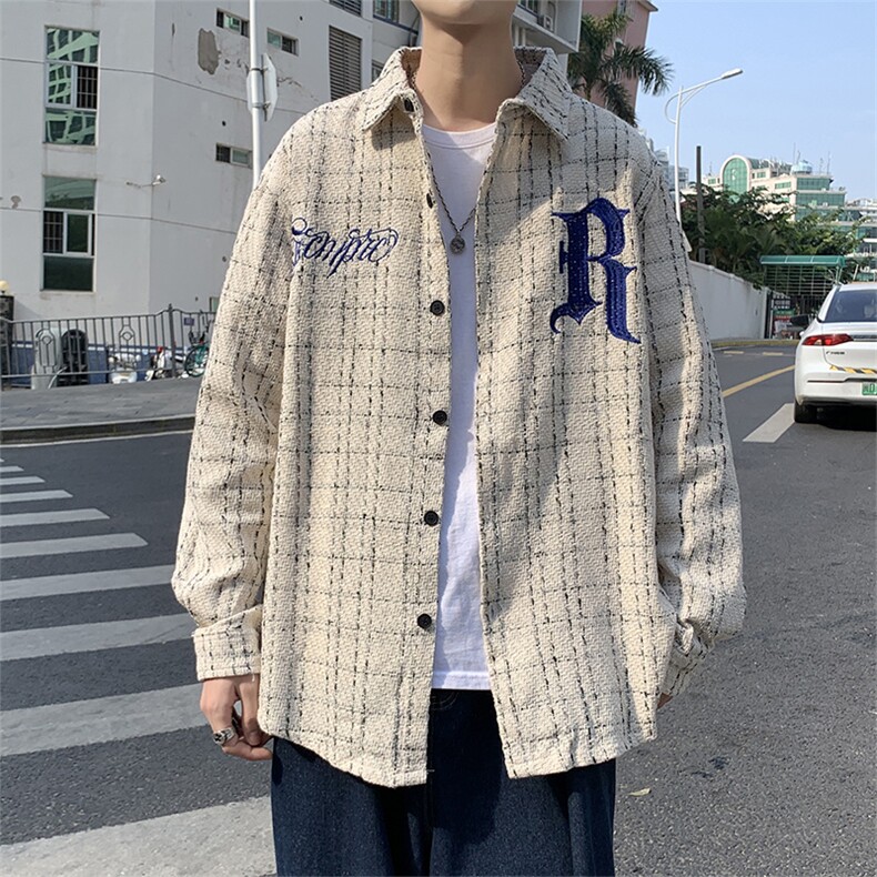 美式复古长袖衬衫高街刺绣小香风男女宽松嘻哈高街外套JK119-P45,男装衬衫,星座1008-1