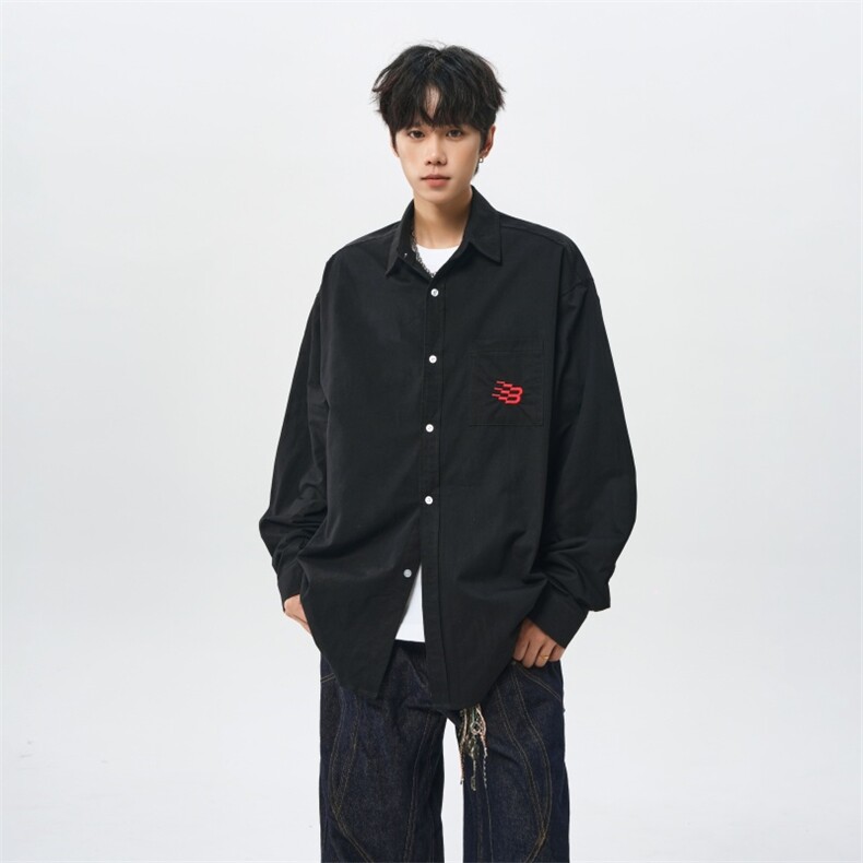 多巴胺刺绣衬衫短袖男女夏季宽松纯棉衬衣情侣，男装T恤，星座710