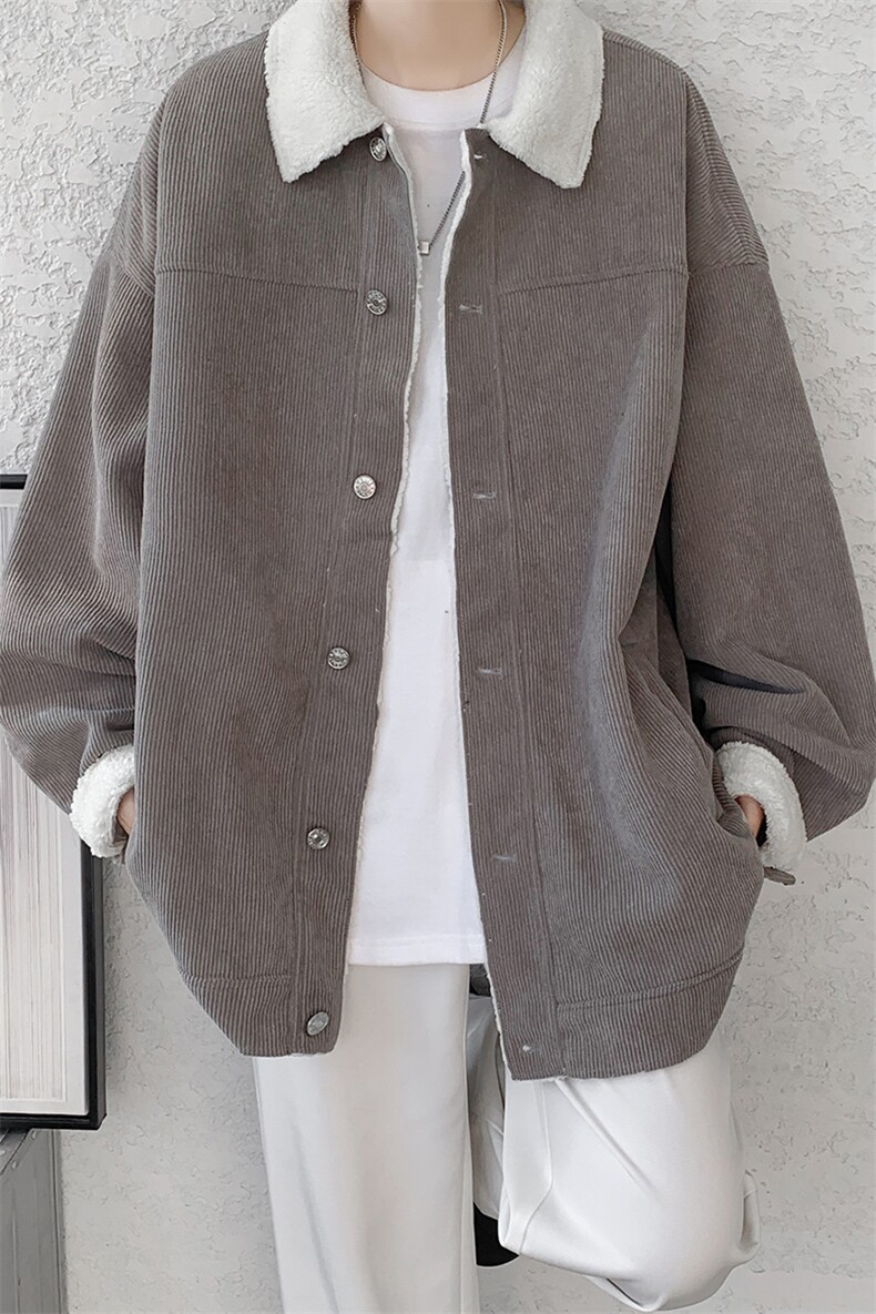 8XL-M特大码港风灯芯绒翻领夹克男羊羔毛棉衣棉服外套JK1307P68,男装夹克,电商D206-1