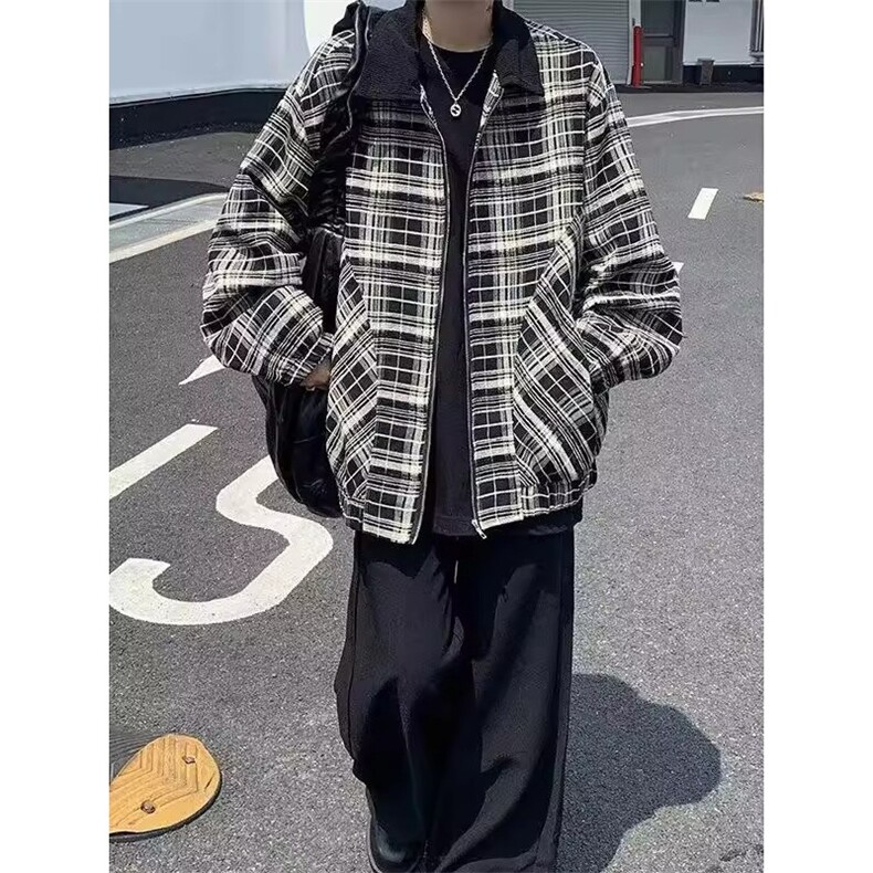 W29-P60美式潮流格子休闲长袖加厚衬衫,男装衬衫,电商B323A