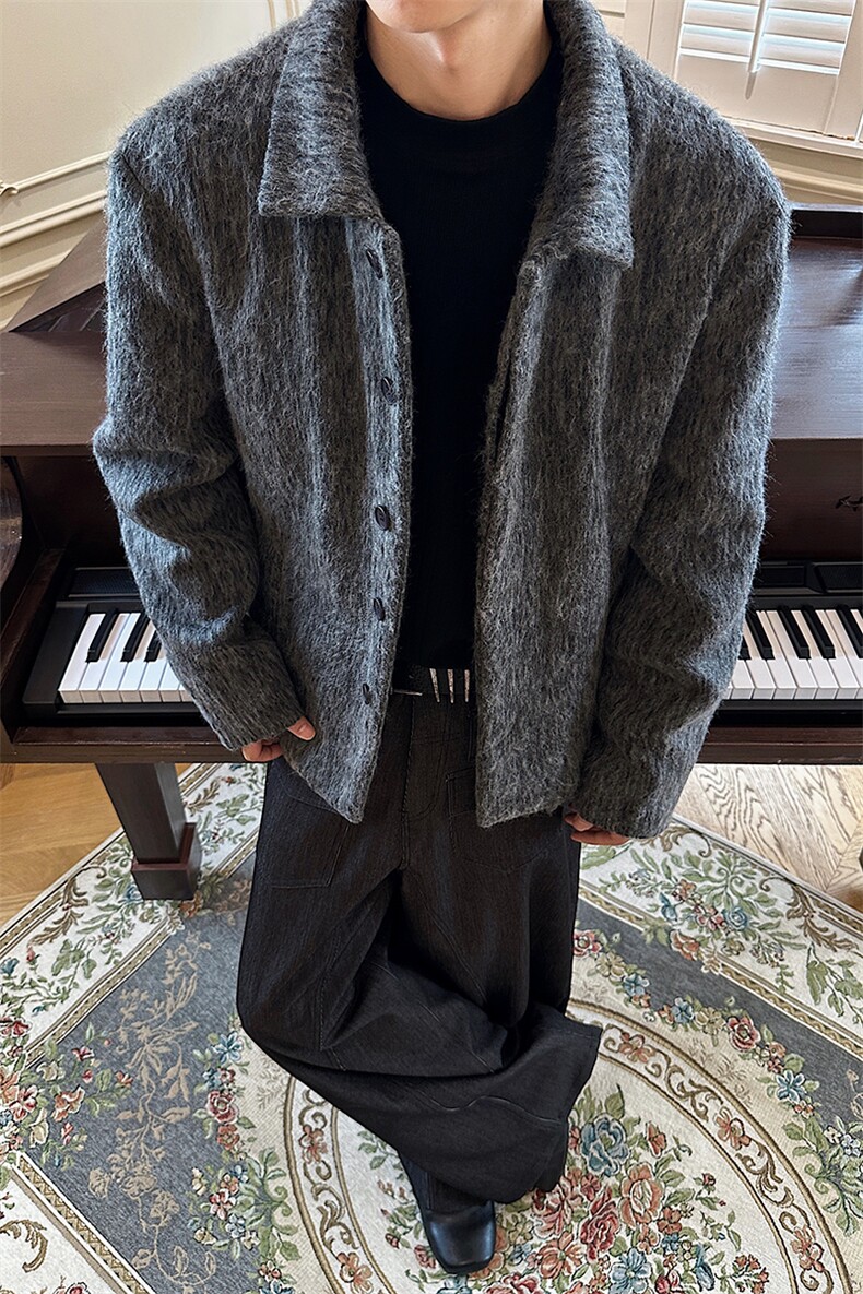 517A-8-Y82-P100冬季长毛单面毛呢大衣韩式短款加厚加棉外套,男装毛呢大衣,星座517A-8（原B282）