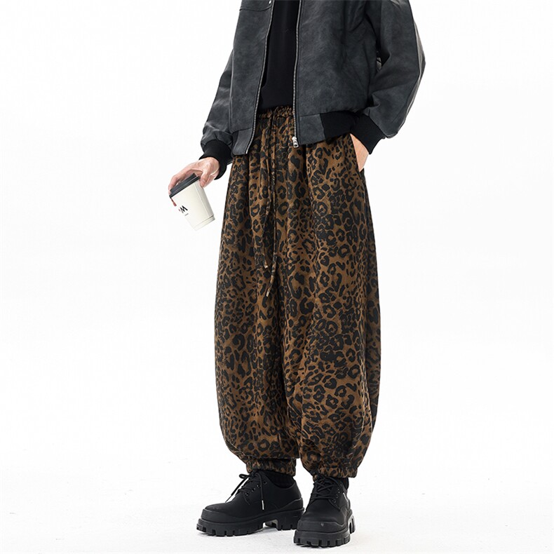 2026春装新款豹纹个性束脚灯笼裤复古百搭休闲长裤2532-P65，男装休闲裤，电商A057