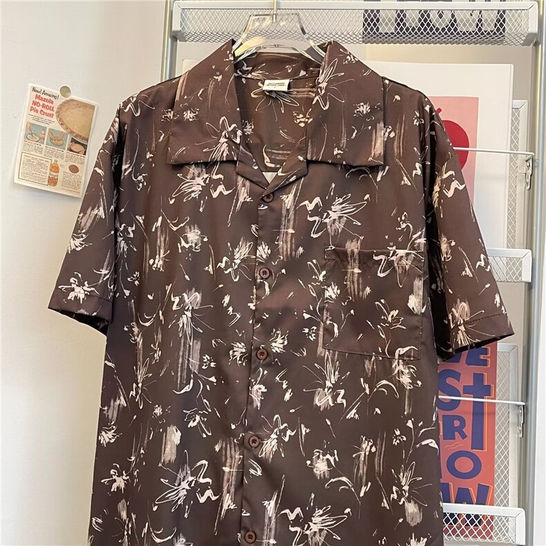 港风夏款男短袖衬衫冰丝扎染宽松休闲短袖衬衣CS0120P35,男装衬衫,星座1013-1
