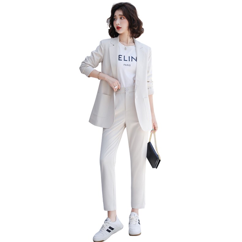 西装套装女薄款2025春夏时尚职业休闲网红西服洋气减龄两件套超火,女装套装/套裙,沫晗依美
