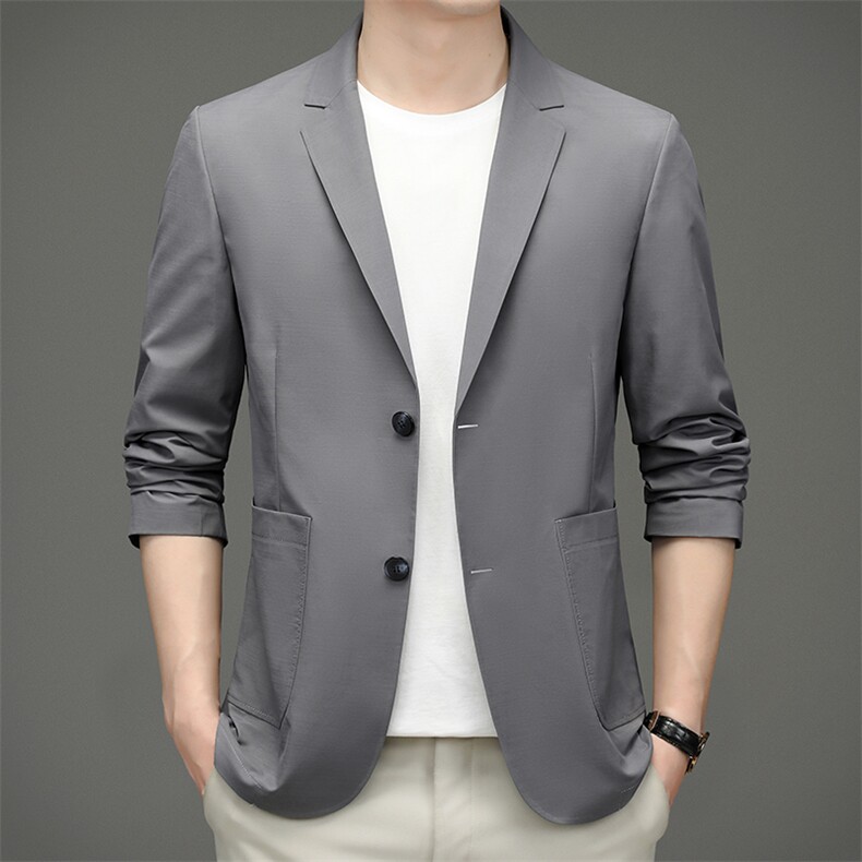 2023春夏季中年男士商务休闲免烫防晒服便西装纯色西服男装上衣,男装西服,电商B212（原钱塘6029）