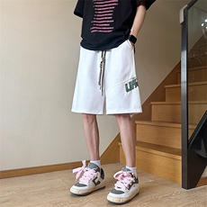 2024新款夏季休闲五分裤宽松字母运动短裤男痞帅现货K7901-P32，男装牛仔裤，星座512-3