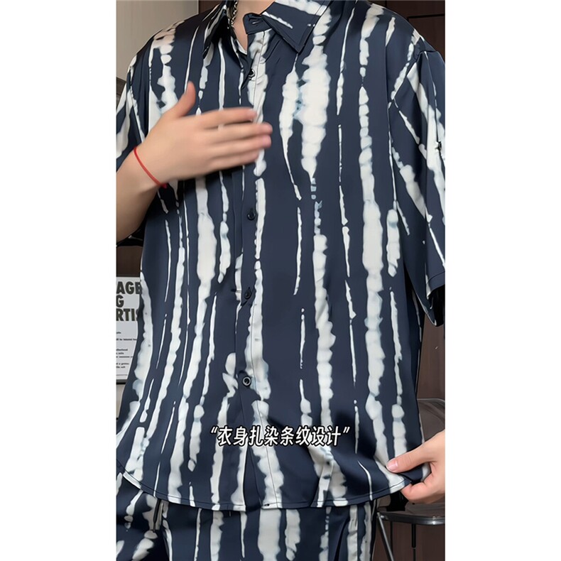 短袖衬衫男+短裤男潮流休闲套装男M-5XL大码TZ78719P50控98模特图,男装牛仔裤,星座226-1