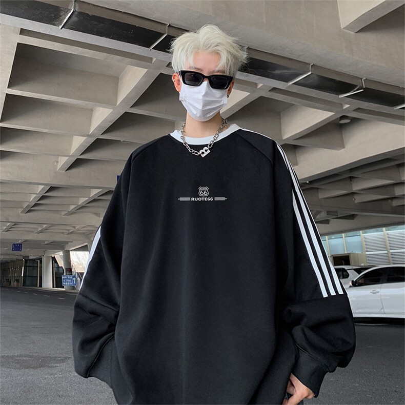 抖音得物供货提供视频秋冬重磅美式宽松织带圆领卫衣0311,男装卫衣,电商A486