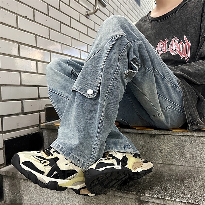牛仔裤男款男生宽松直筒休闲长裤男士潮牌N0737-P55,男装牛仔裤,星座308B-1