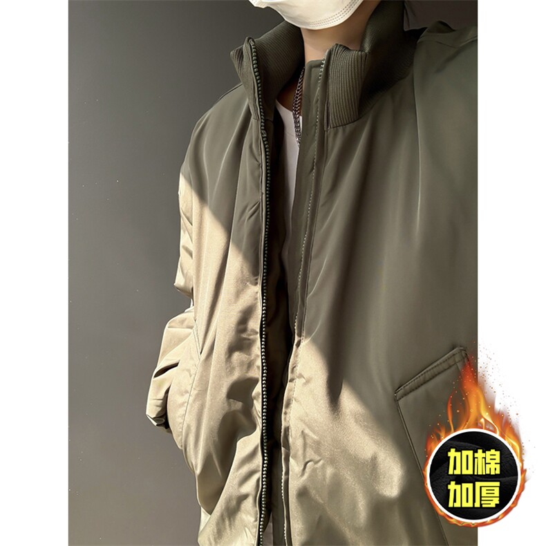 棉衣5W件现货冬季美拉德立领飞行夹克廓形高街棒球服加棉加厚外套，男装夹克，电商A486