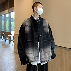 A740-P55日系复古工装牛仔外套男2023秋季新款毛边夹克休闲上衣，男装夹克，星座512-6