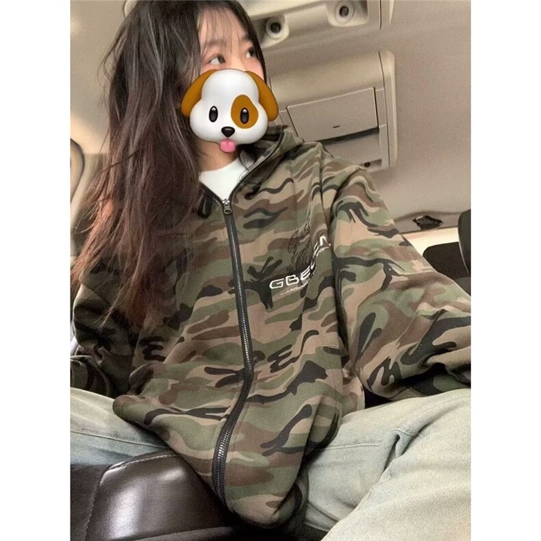 复古迷彩新款春秋男款外套户外工装连帽卫衣男女嘻哈情侣夹克外套,男装夹克,星座506A