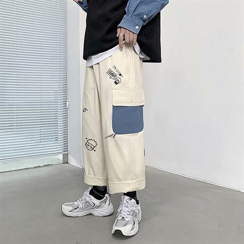 工装裤男秋季潮流休闲裤潮牌ins港风直筒宽松长裤百搭阔腿715-p30图片