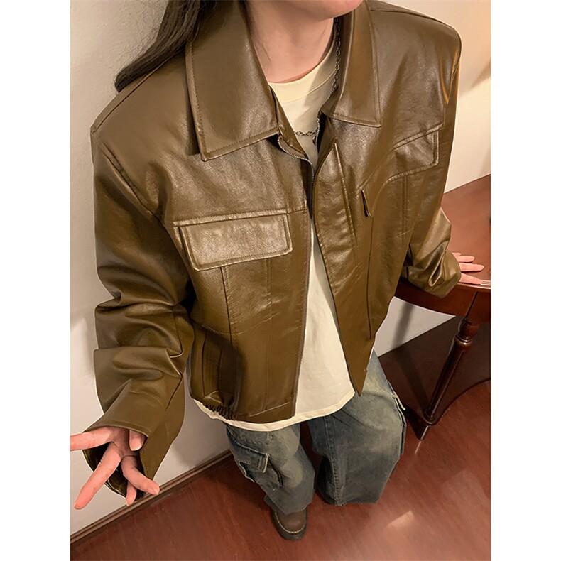 中性工装皮衣夹克男情侣女潮机车皮夹克外套男JK77869P85控128,男装夹克,星座226-1