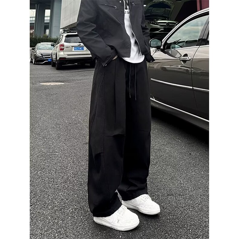 1506A/GJ790/P63廓形西裤黑色休闲裤男女直筒微喇裤子,男装西裤,星座1506A
