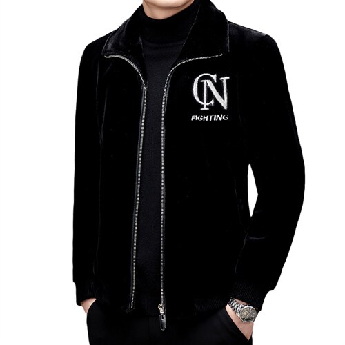 秋冬外套男士金貂绒夹克立领商务休闲刺绣外套男SNNJDR11813-P350图片