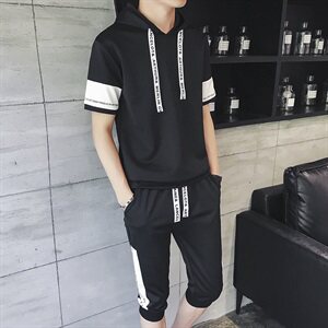夏装t恤男短袖运动休闲男士套装夏季韩版帅气两件套体恤DS142T图片