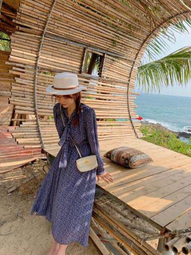 春季新款，两色长款碎花连衣裙，女装连衣裙，郭郭家