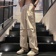 直播数据款春季新款撞色侧条纹伞兵裤宽松直筒休闲裤K505-P32，男装休闲裤，星座914-3