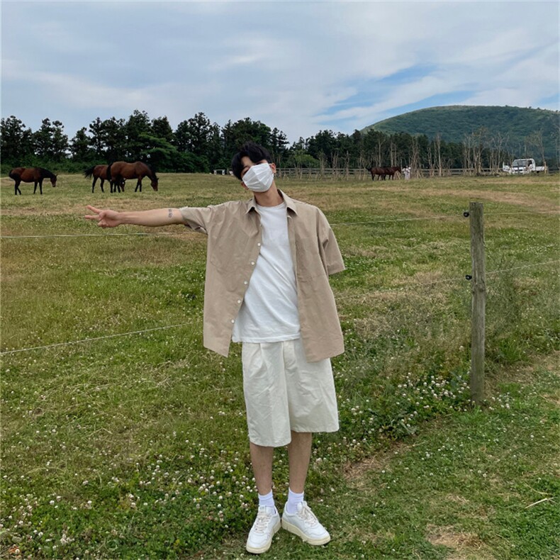 816B-CS006-P50 中性风夏季学生休闲韩版短袖衬衫韩男图片