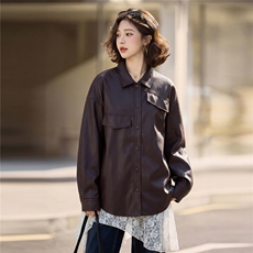 【春季女装新款】大量现货皮衣衬衫外套P115-K180，女装皮衣，简古