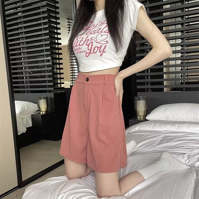 黑色西装休闲短裤子女夏季薄款高腰大码胖mm宽松显瘦阔腿五分中裤,男装牛仔裤,星座1210-1