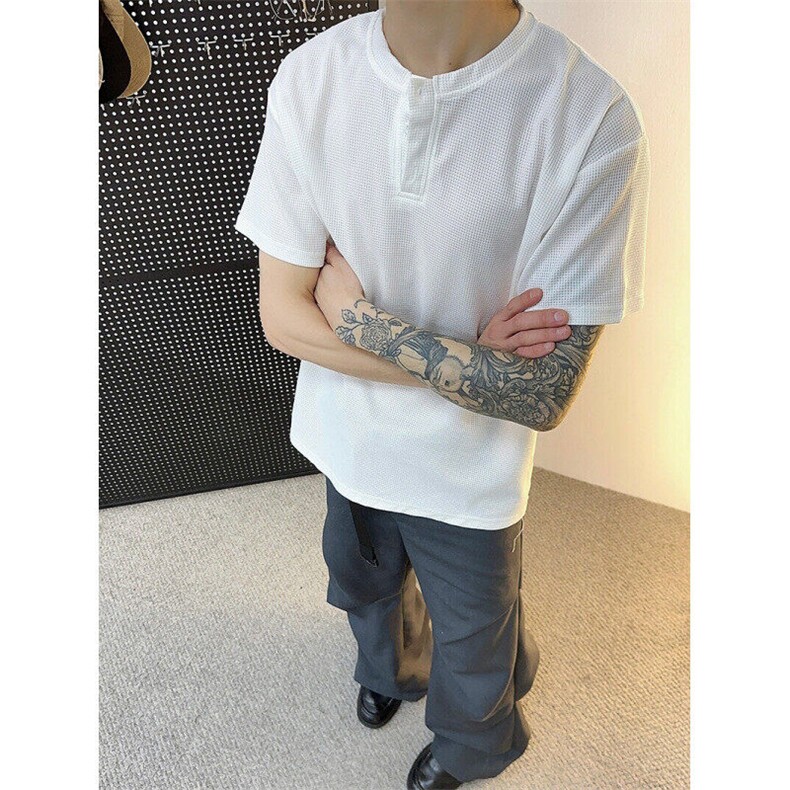 亨利领短袖T恤百搭宽松复古体恤衫休闲运动上衣310A-PL02-特批14，男装T恤，星座310A-4