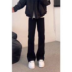 美式柳叶弯刀牛仔裤男春秋季潮牌cleanfit弹力修身阔腿微喇长裤子，男装牛仔裤，星座513