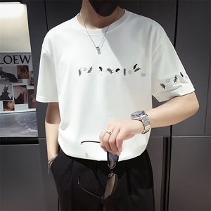 夏季刺绣T恤男短袖痞帅半袖体恤男衣服夏装薄款上衣  T577图片