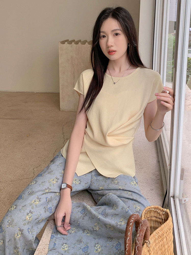 时尚休闲短袖阔腿裤套装女2025夏季新款显瘦松弛感穿搭2件套,女装套装/套裙,玖莱伊
