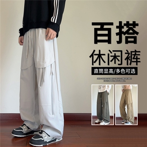 抖音品质美式高街潮牌阔腿工装裤男款夏季A146-GY537特p29量大优图片