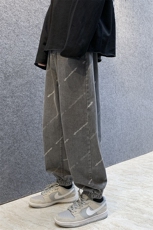 春季字母印花牛仔裤ins酒店风潮流嘻哈宽松阔腿裤子A071-2023-P50，男装牛仔裤，电商A125