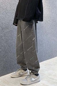 春季字母印花牛仔裤ins酒店风潮流嘻哈宽松阔腿裤子A071-2023-P50图片