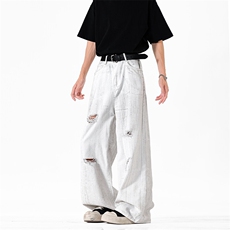 夏季2025新款美式脏脏破洞宽松牛仔裤xz906-1-K1286特P45，男装牛仔裤，星座906-1（原电商a316-2）