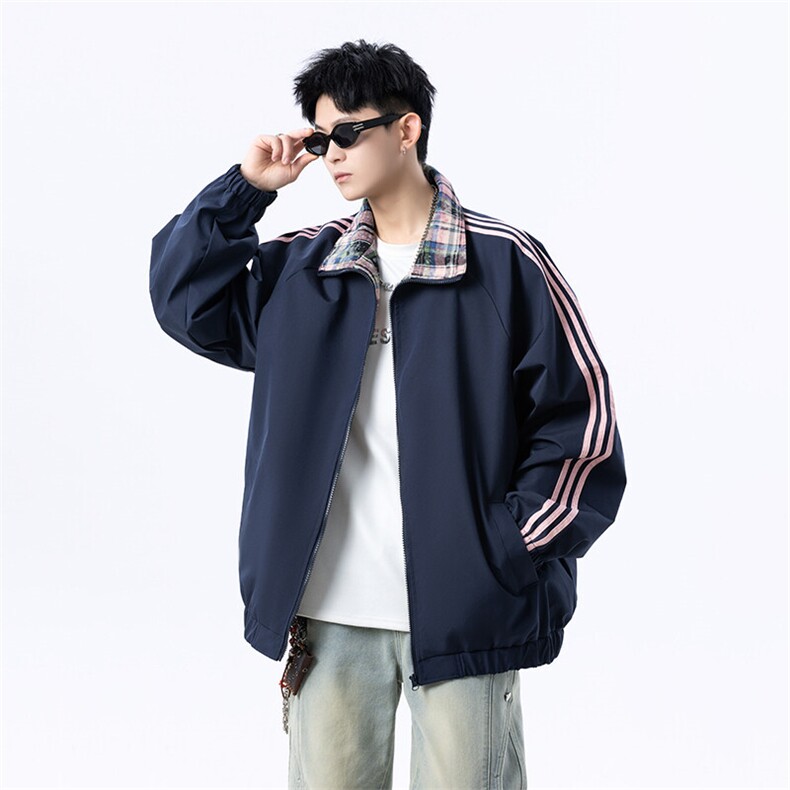 港风美式字母刺绣日系条纹立领夹克外塔男XZ213-JK5529-P90控128,男装夹克,星座213