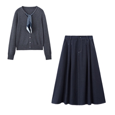 现货毛衣配半身裙两件套，女装套装/套裙，韩派