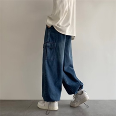 高街美式裤子oversize直筒宽松拖地阔腿工装裤潮牌男女N1991-P45，男装工装外套，星座1008-2